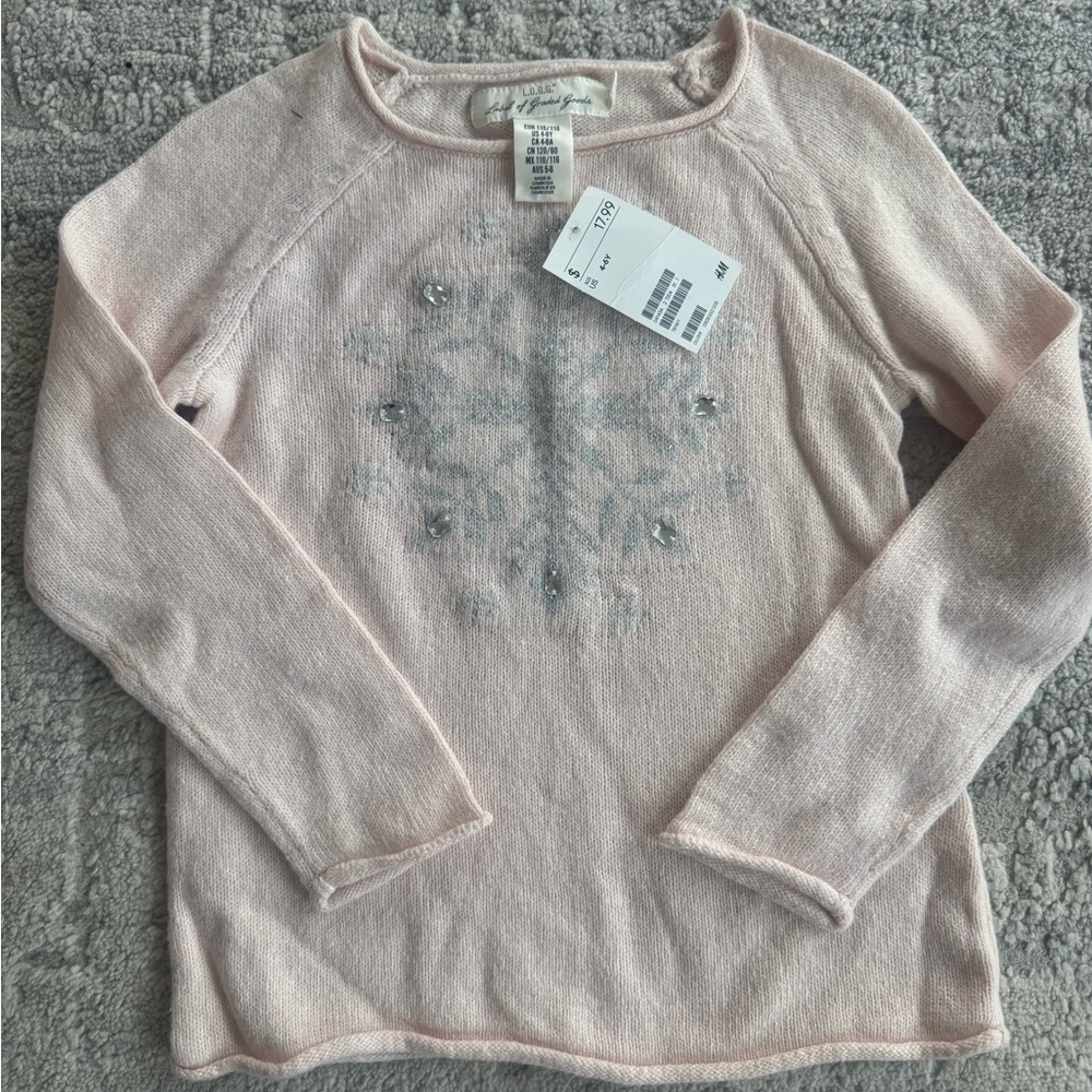 H&M Light Pink Sweater with Snowflake Design